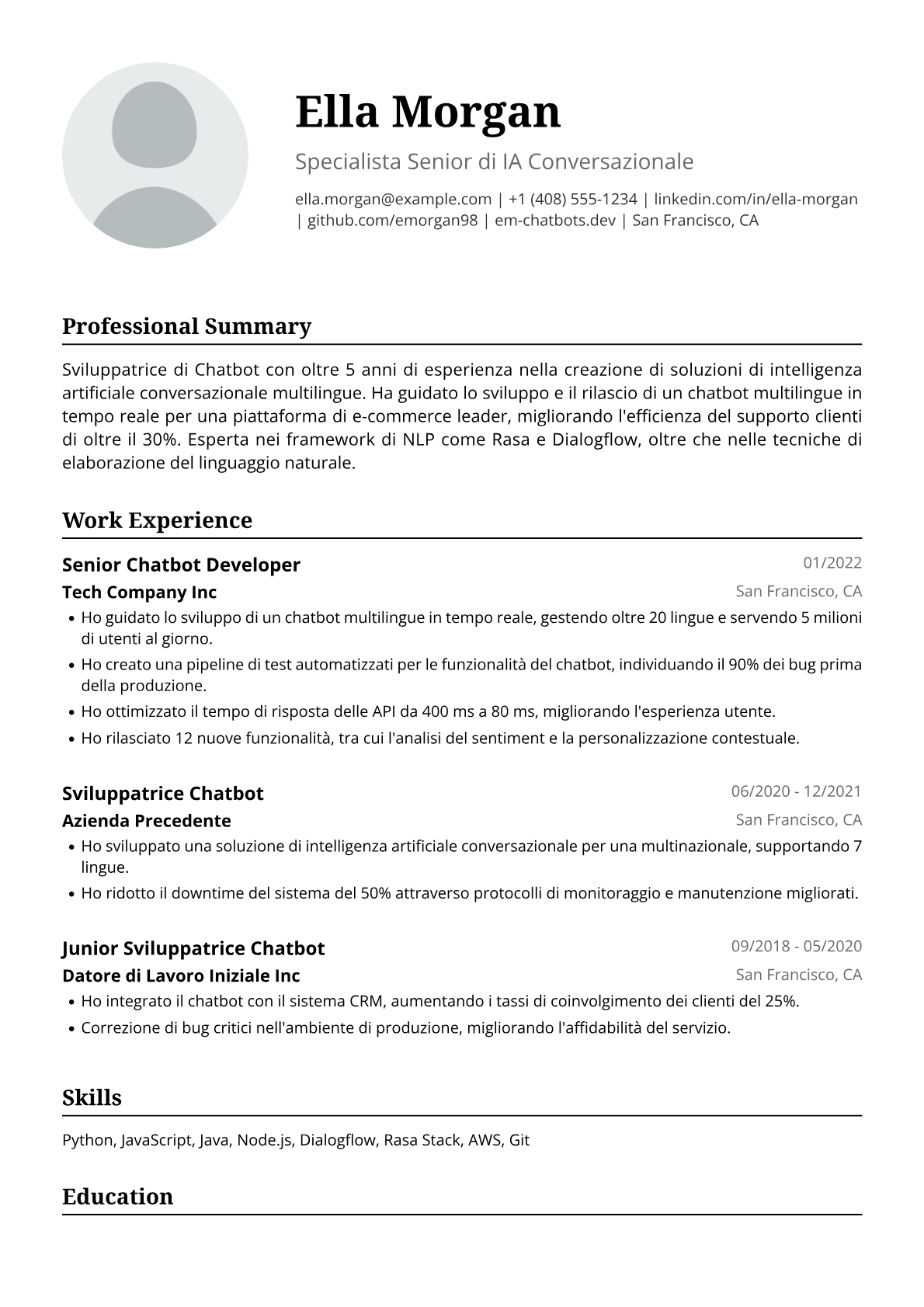 Sviluppatrice Chatbot
