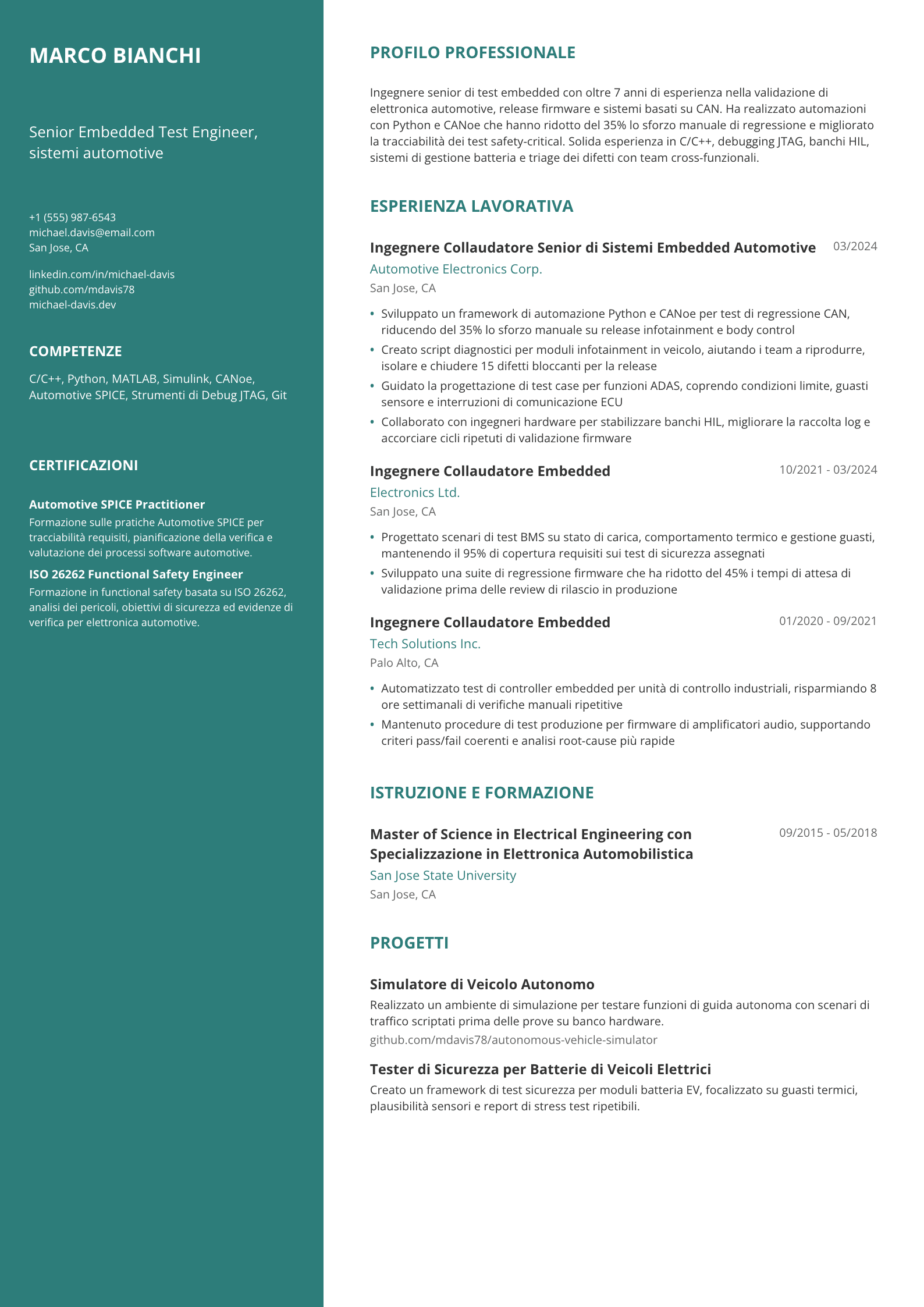 Ingegnere collaudatore embedded