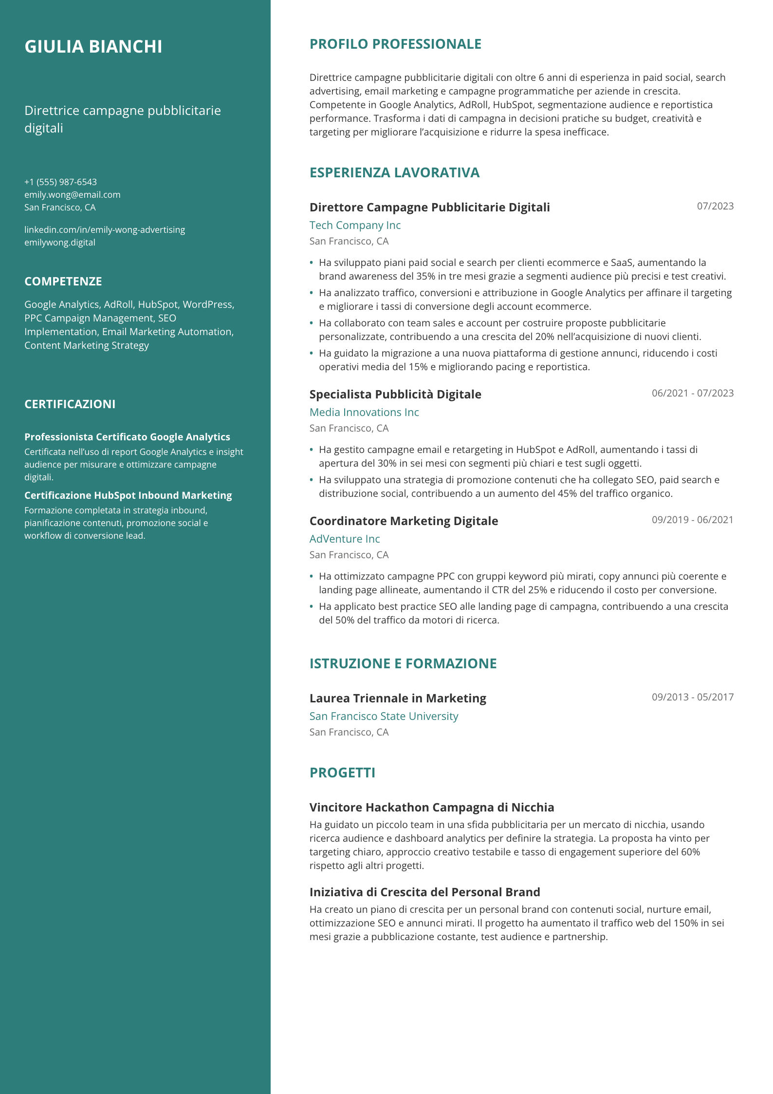 Direttrice campagne pubblicitarie digitali