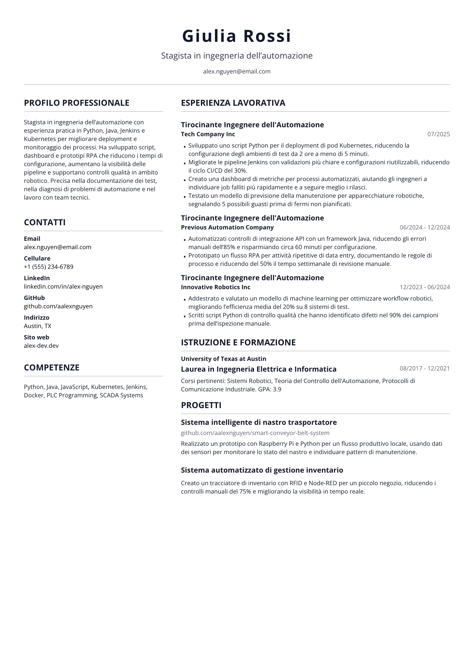 Stagista in ingegneria dell’automazione