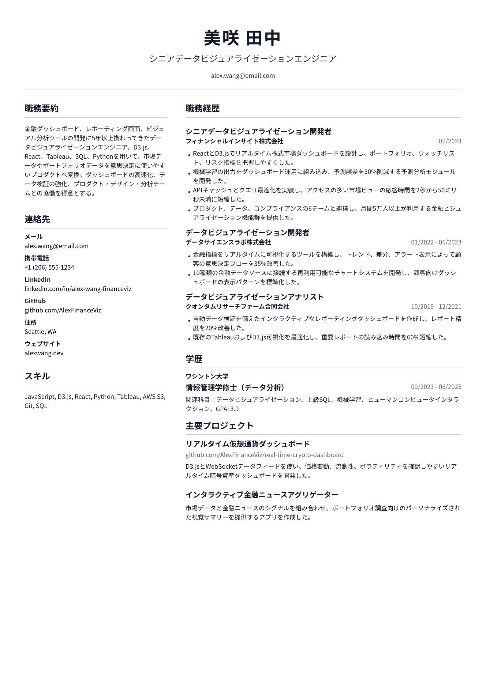データビジュアライゼーションエンジニア