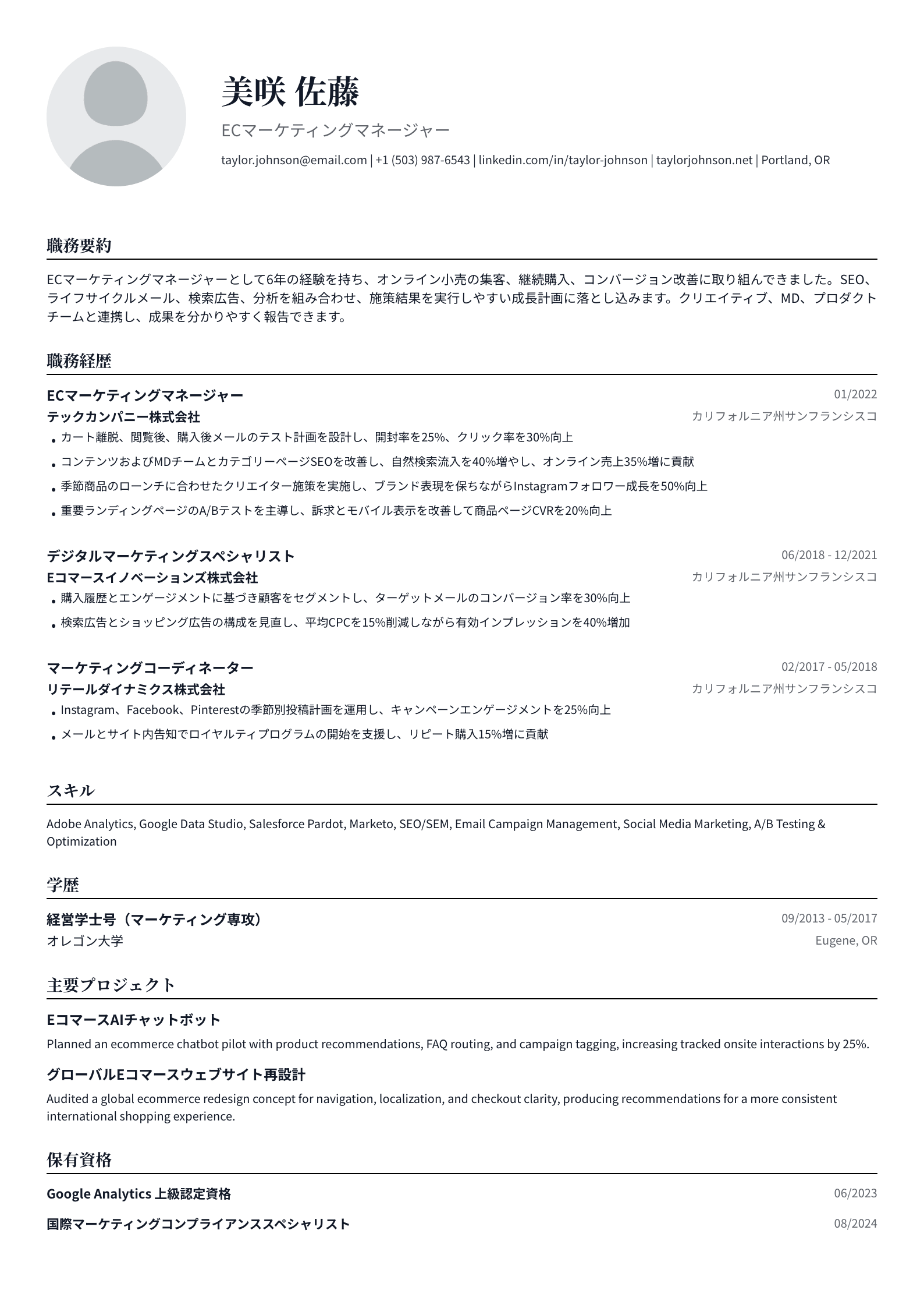 ECマーケティングマネージャー
