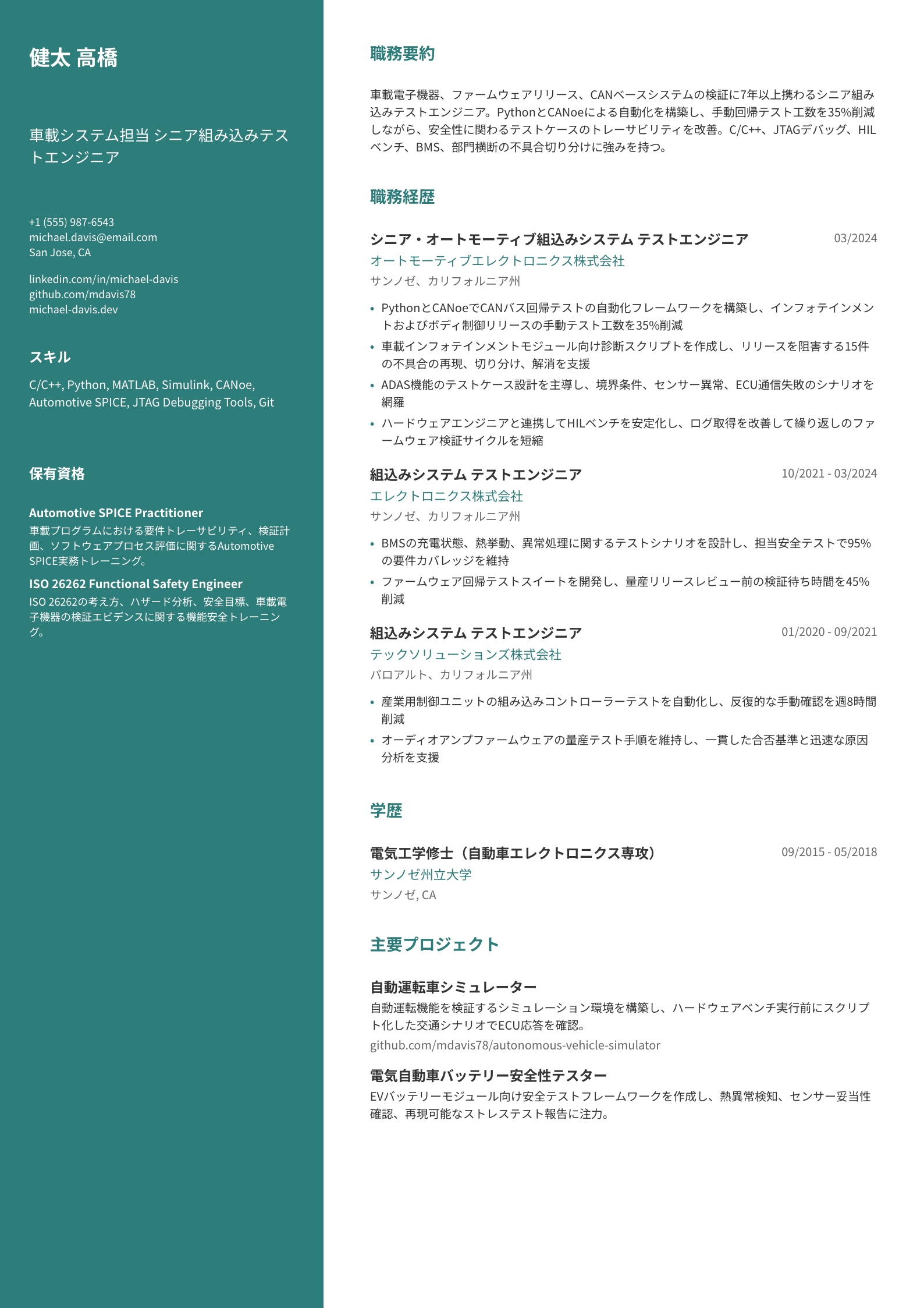 組み込みテストエンジニア
