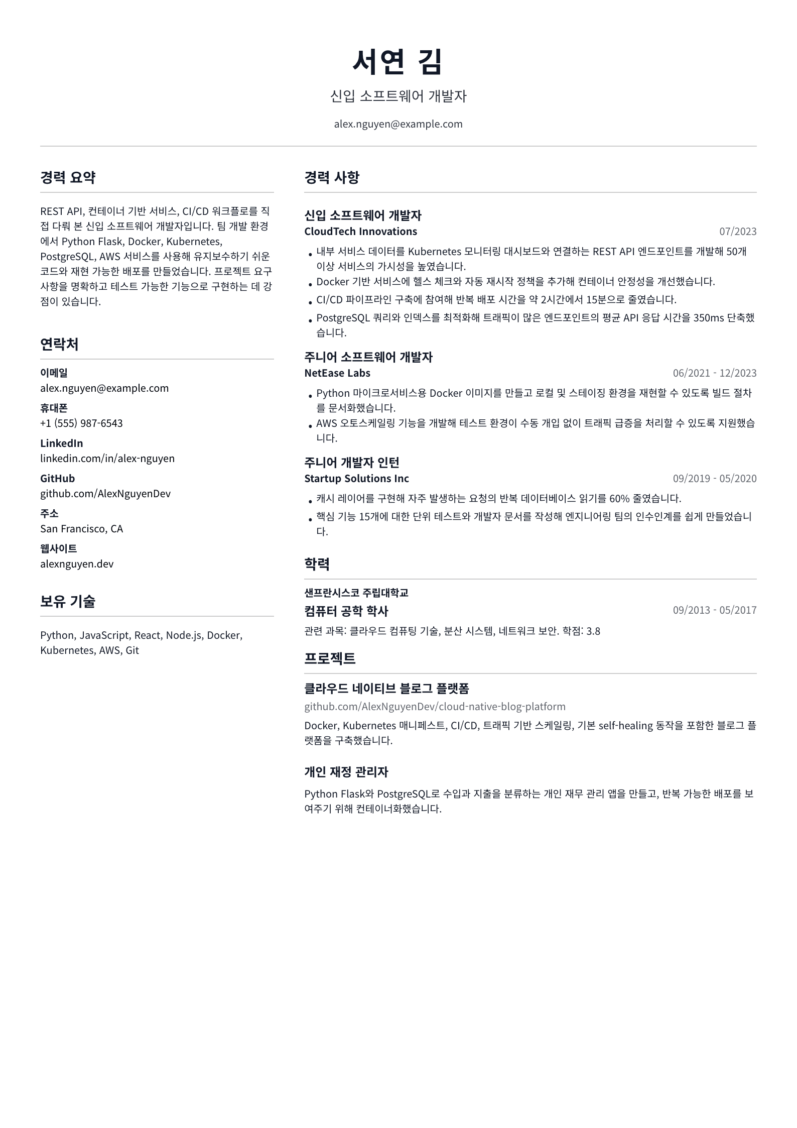 신입 소프트웨어 개발자