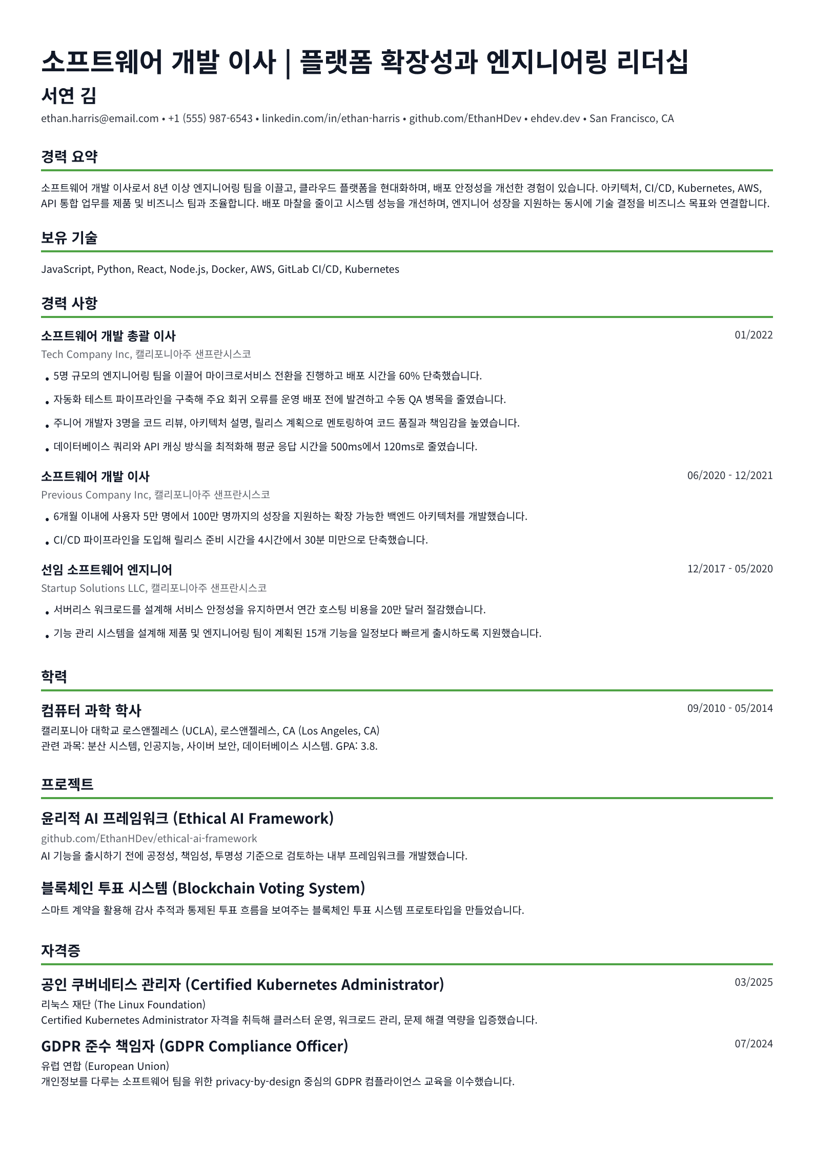 소프트웨어 개발 이사