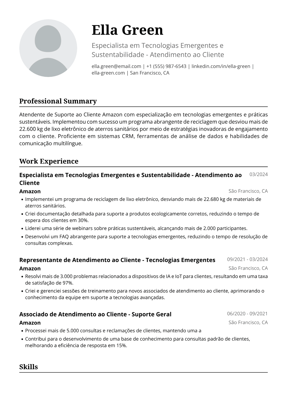 Atendente de serviço ao cliente da Amazon