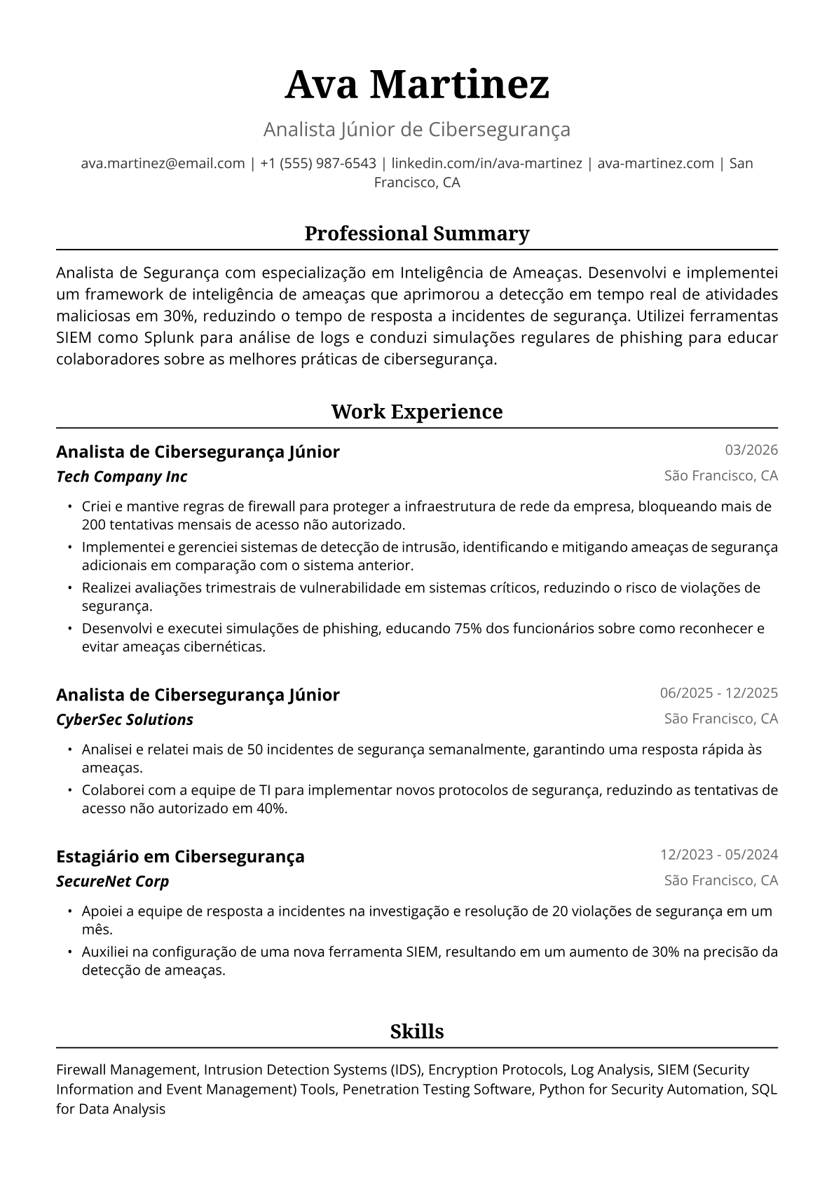 Analista de Segurança da Informação Júnior