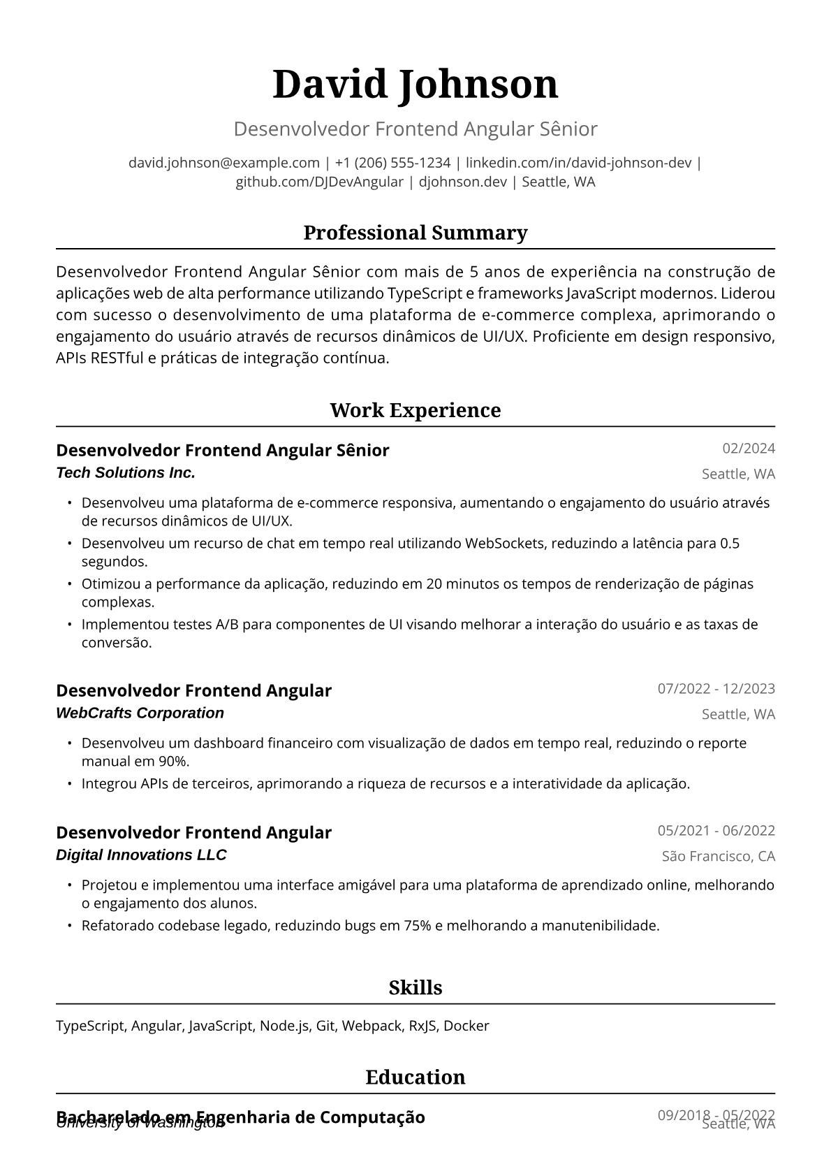 Desenvolvedor frontend Angular