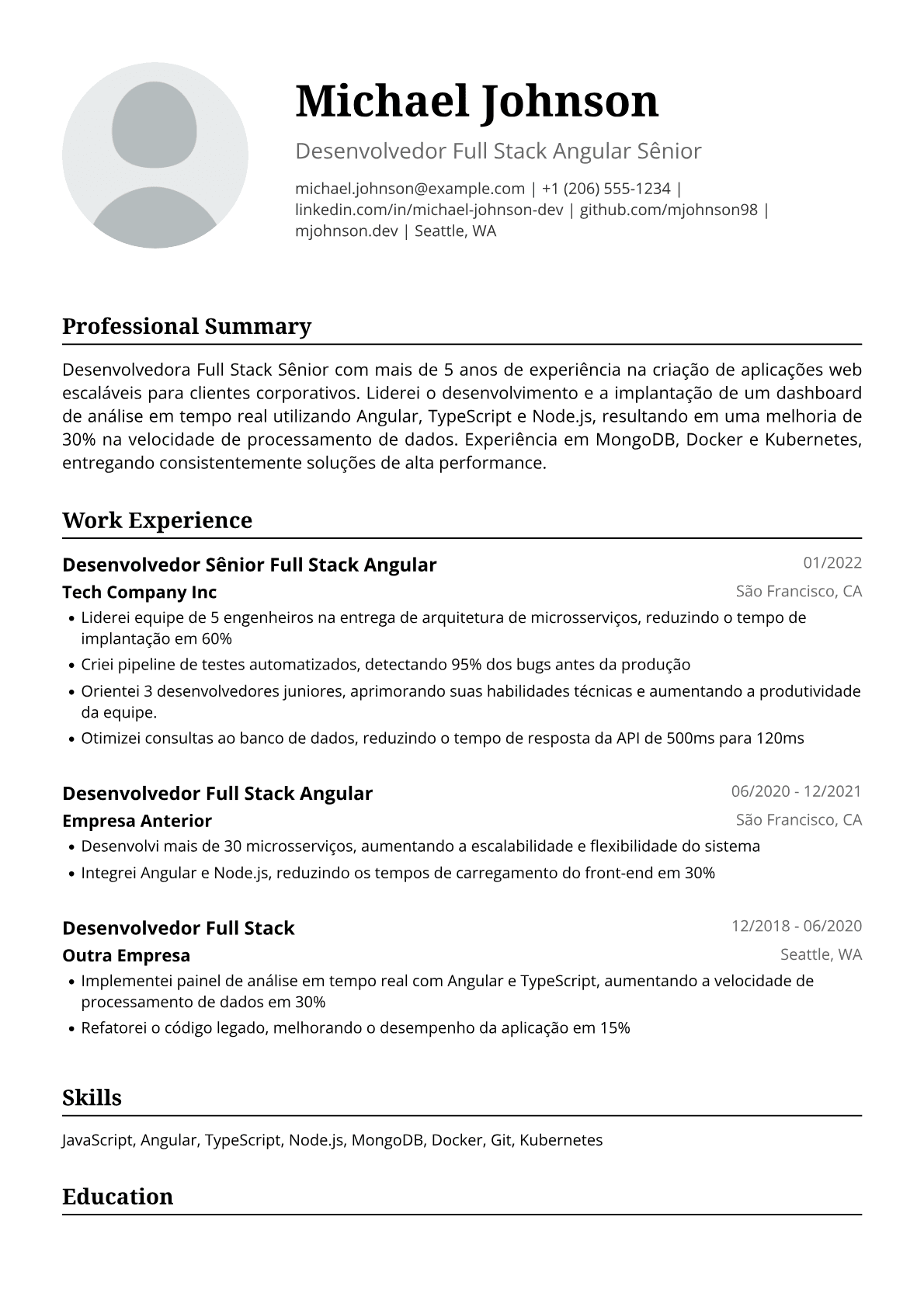 Desenvolvedora Full Stack Angular