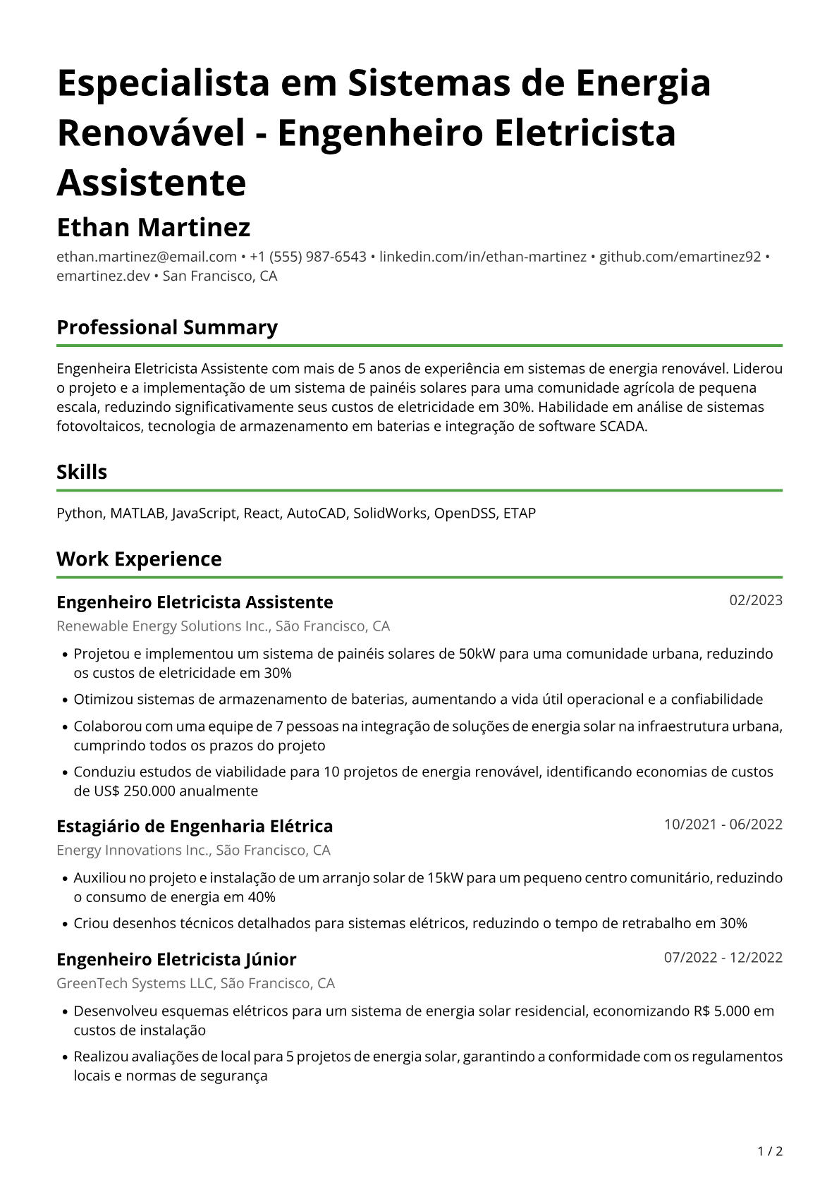 Engenheira eletricista assistente