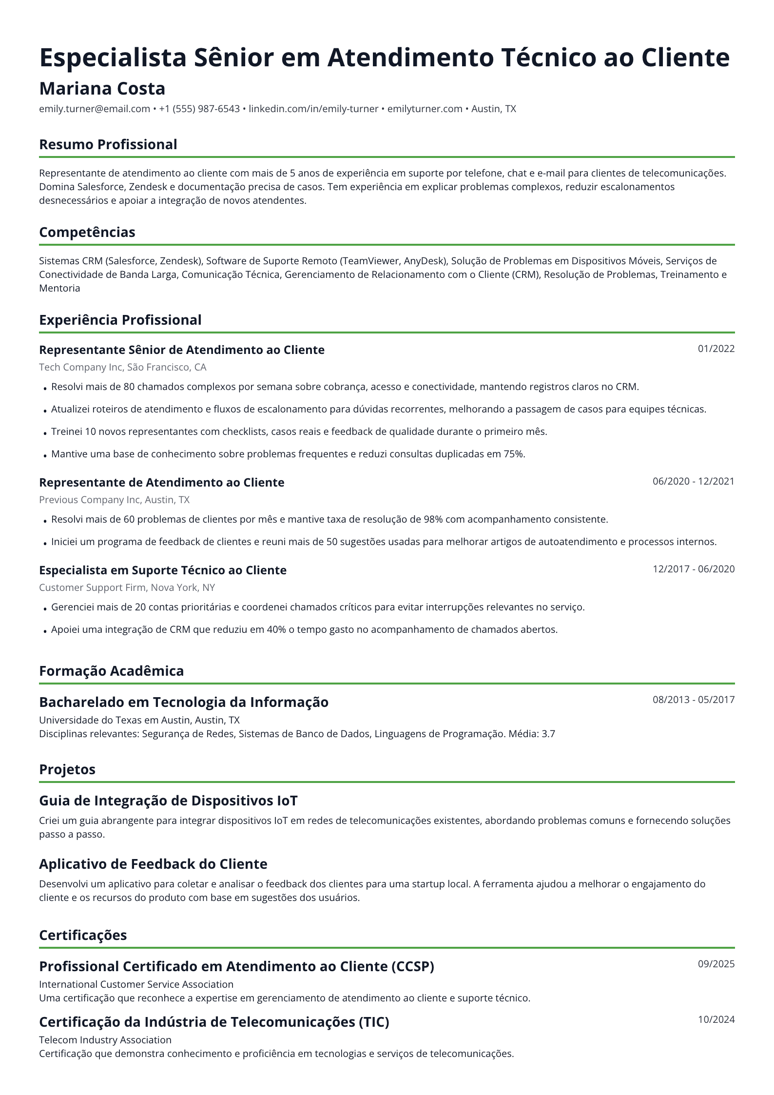 Representante de Atendimento ao Cliente