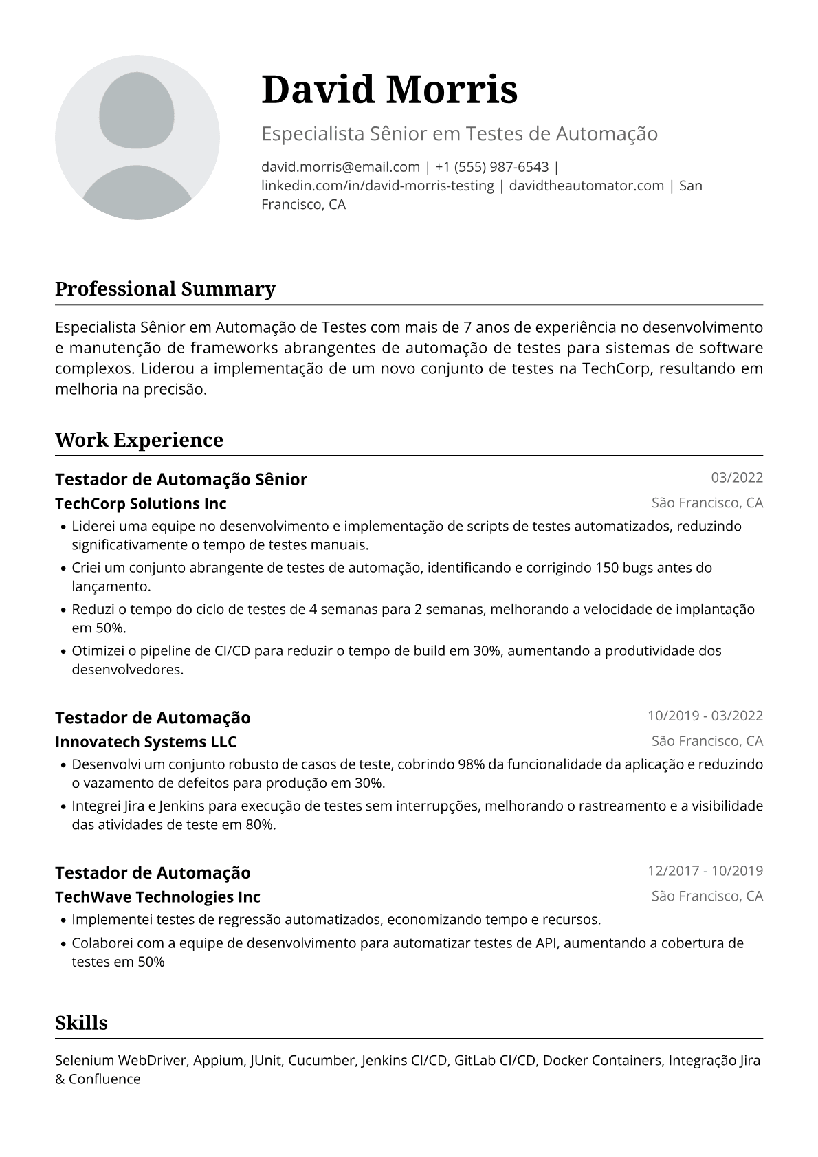 Analista de testes de automação