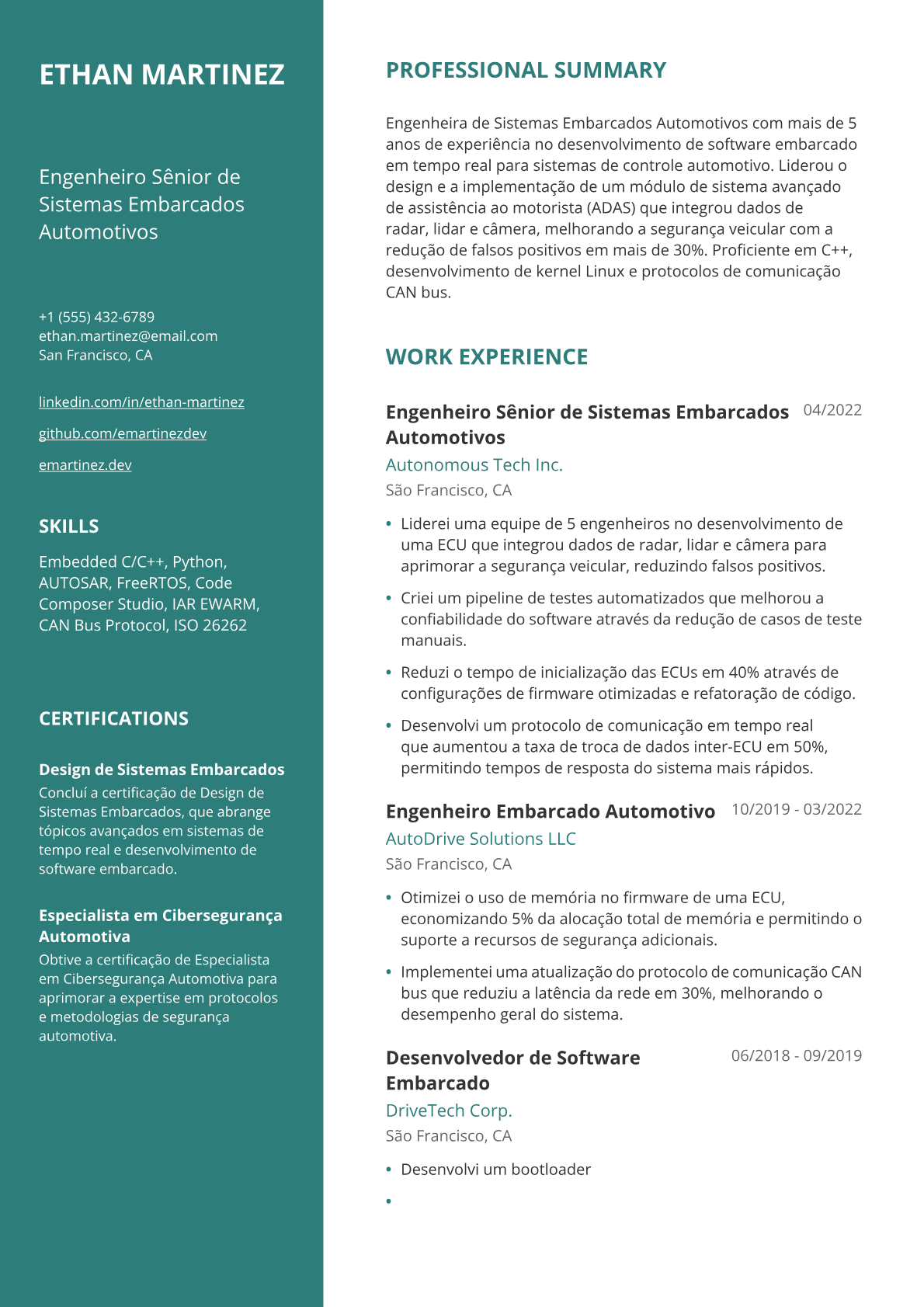 Engenheiro embarcado automotivo