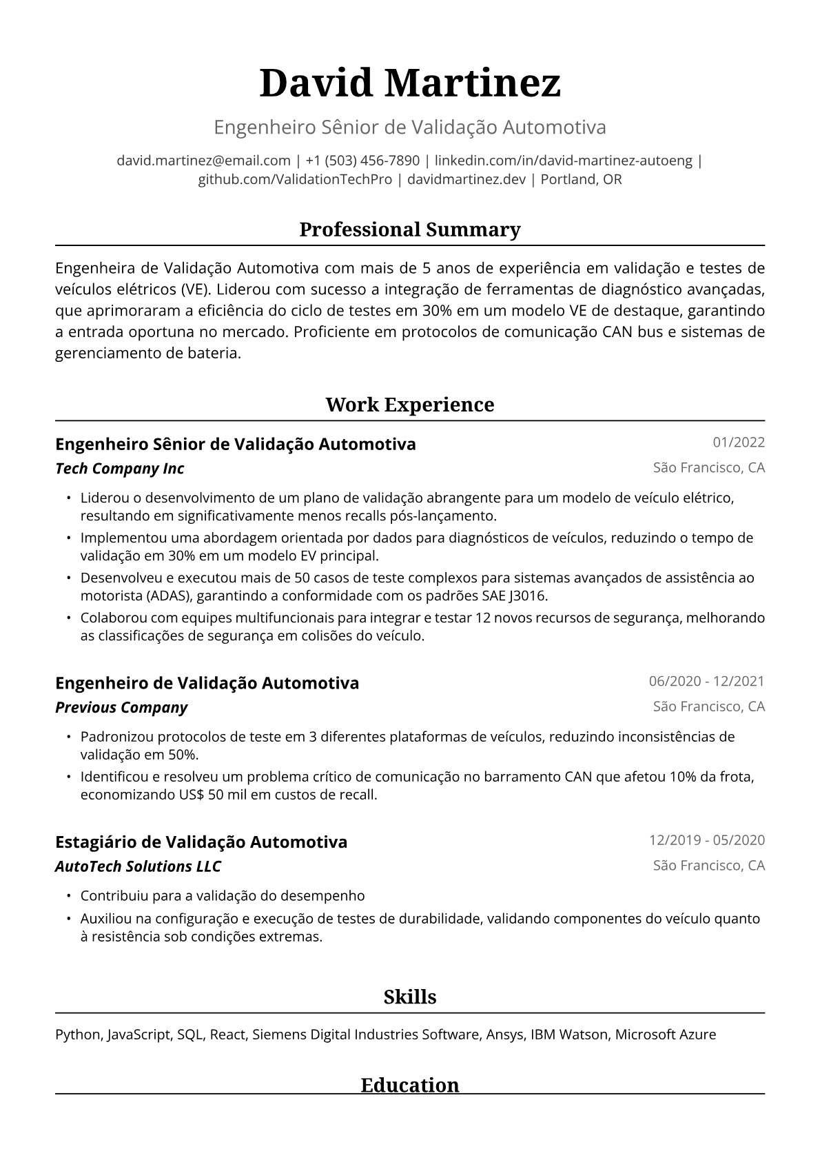 Engenheira de Validação Automotiva