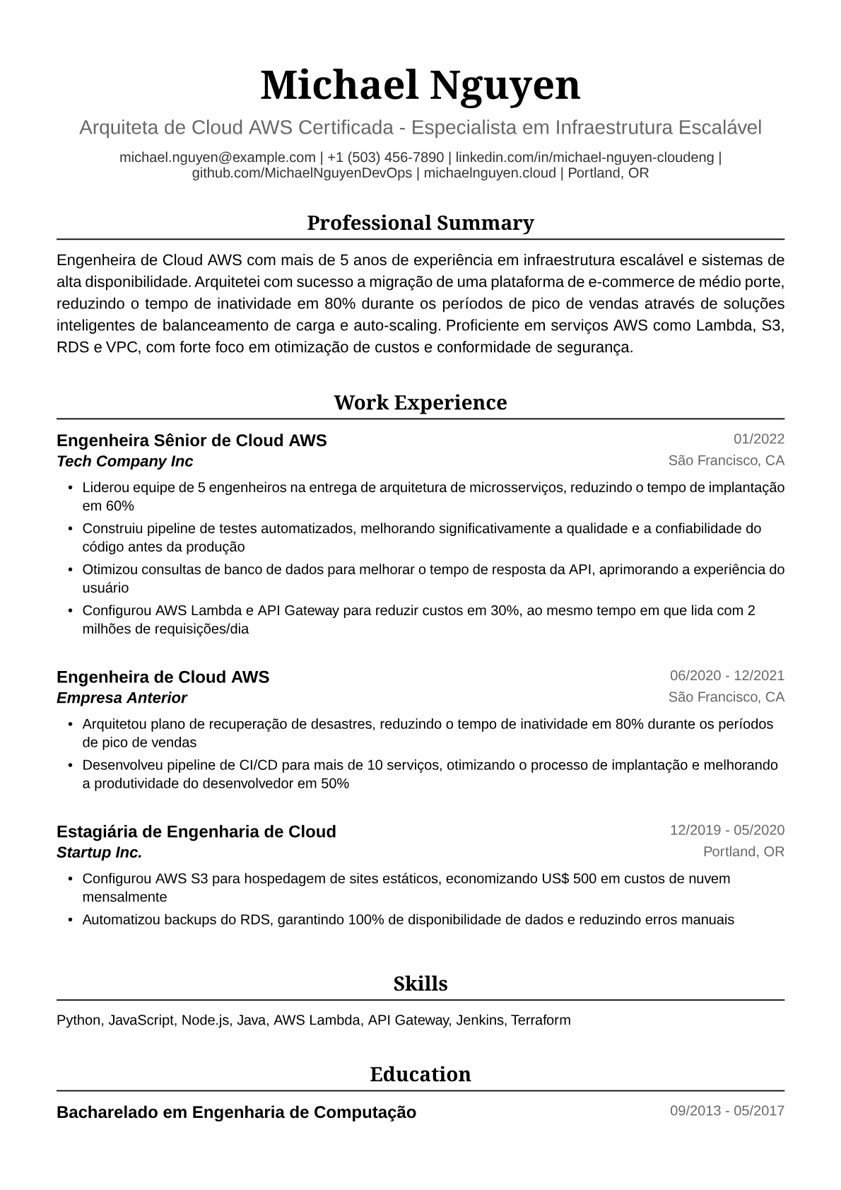Engenheira de Cloud AWS