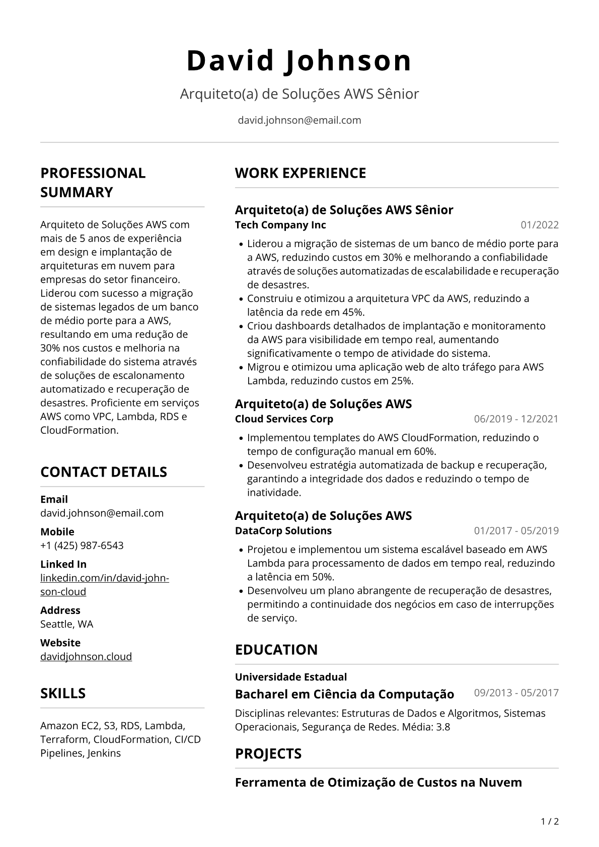 Arquiteta de Soluções AWS