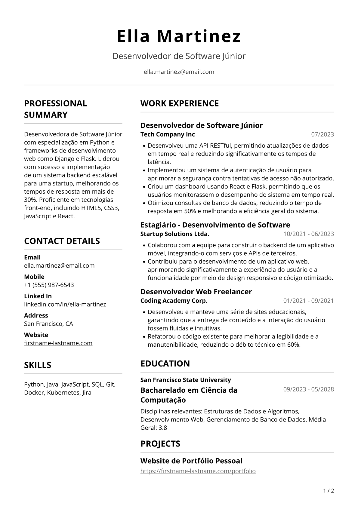 Desenvolvedora de Software Júnior