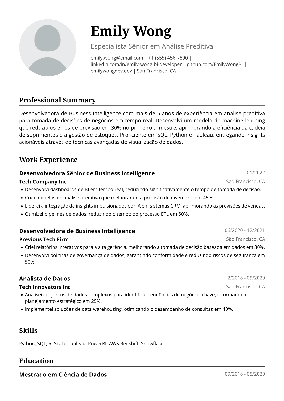 Desenvolvedora de Business Intelligence