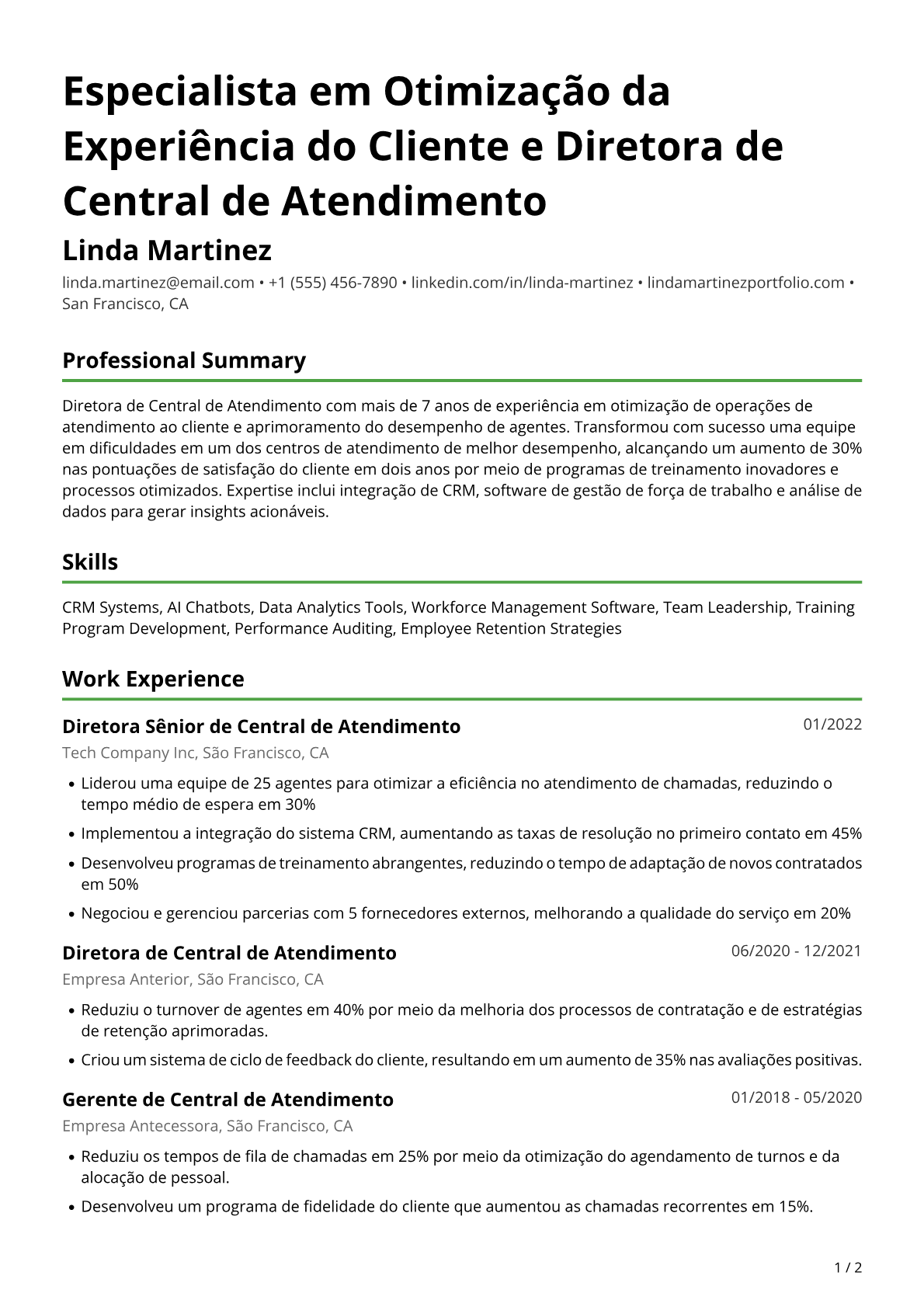 Diretora de Central de Atendimento