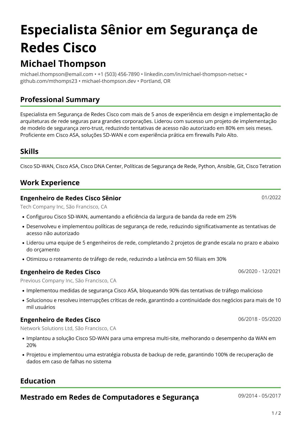 Engenheira de Redes Cisco