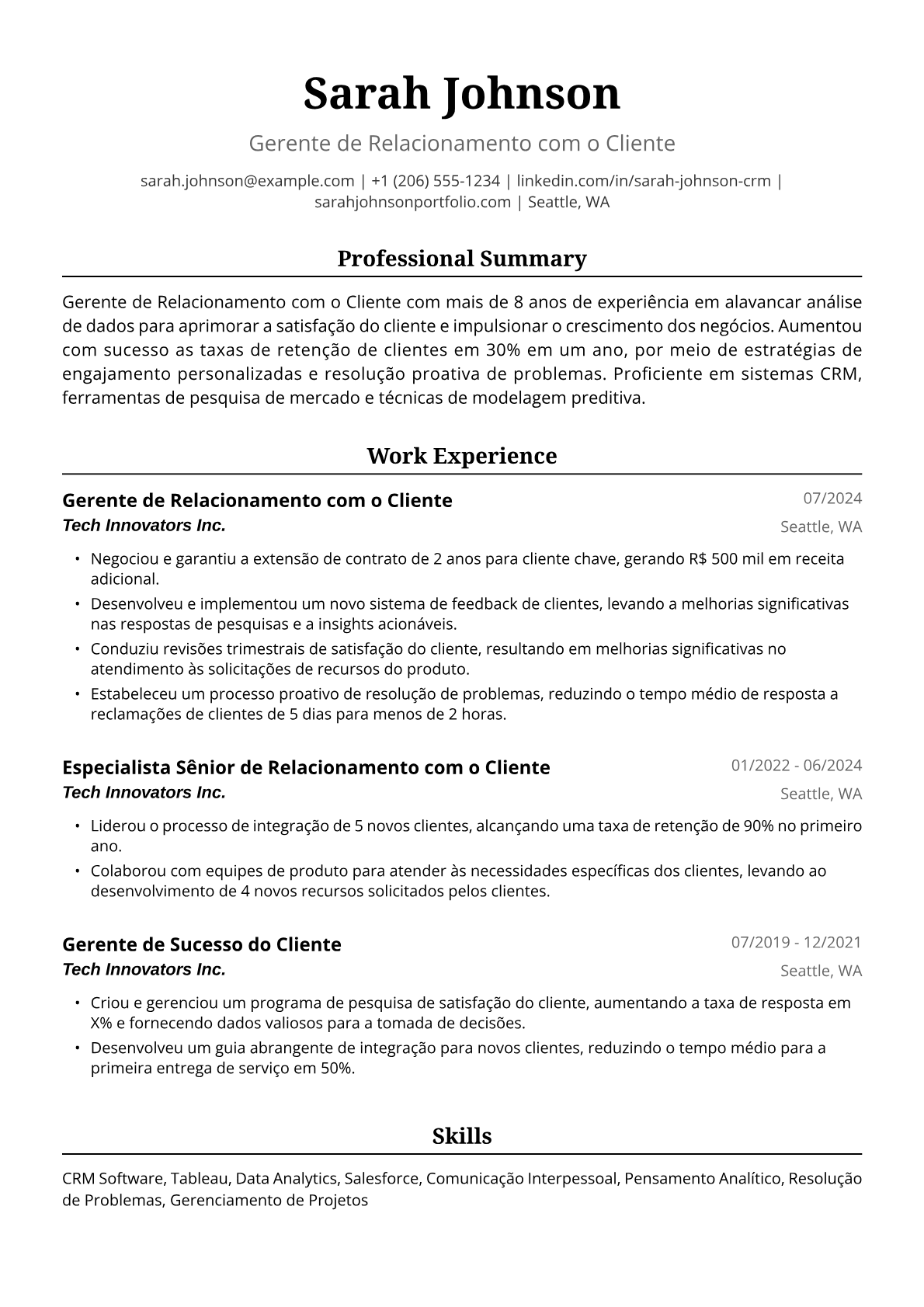 Gerente de Relacionamento com Clientes