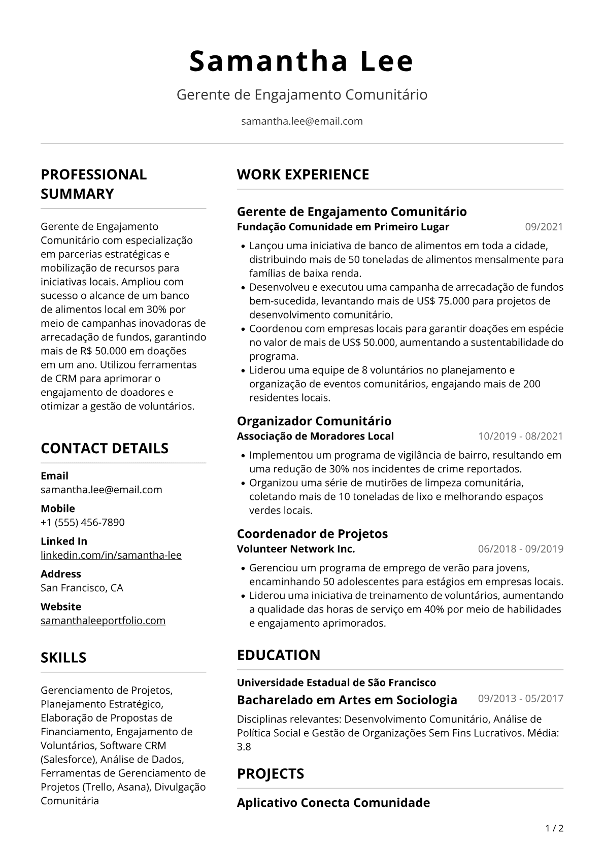 Gerente de Engajamento Comunitário