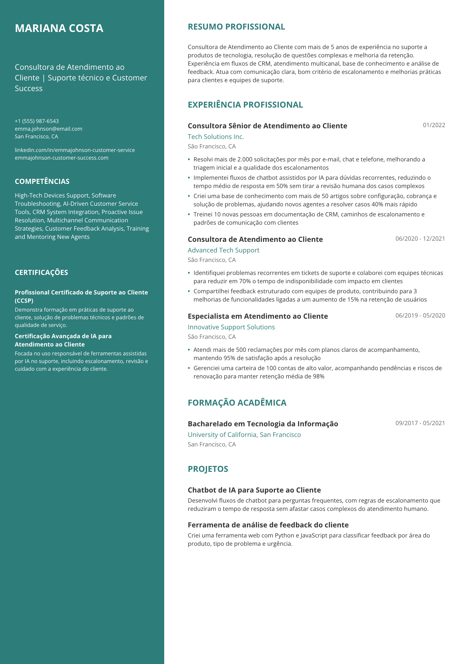 Consultora de Atendimento ao Cliente