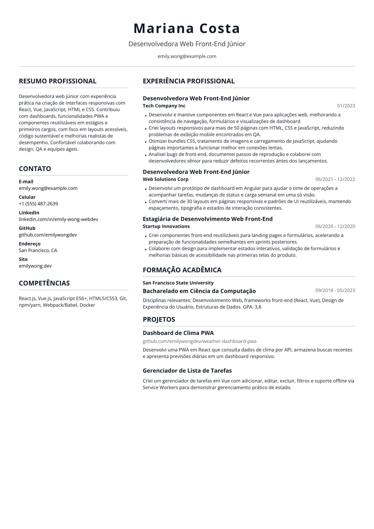 Desenvolvedora Web Júnior