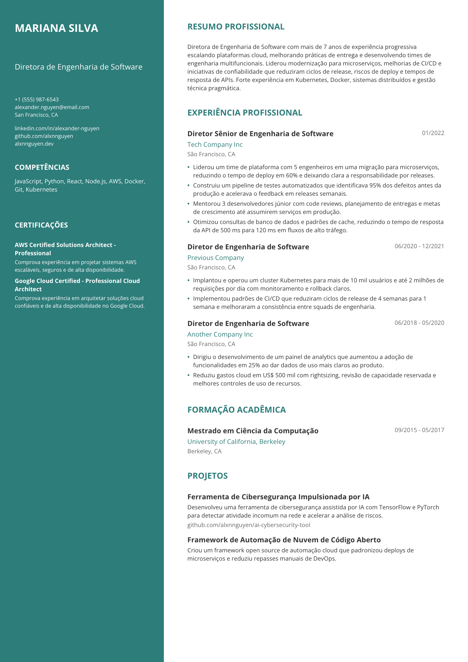 Diretora de Engenharia de Software