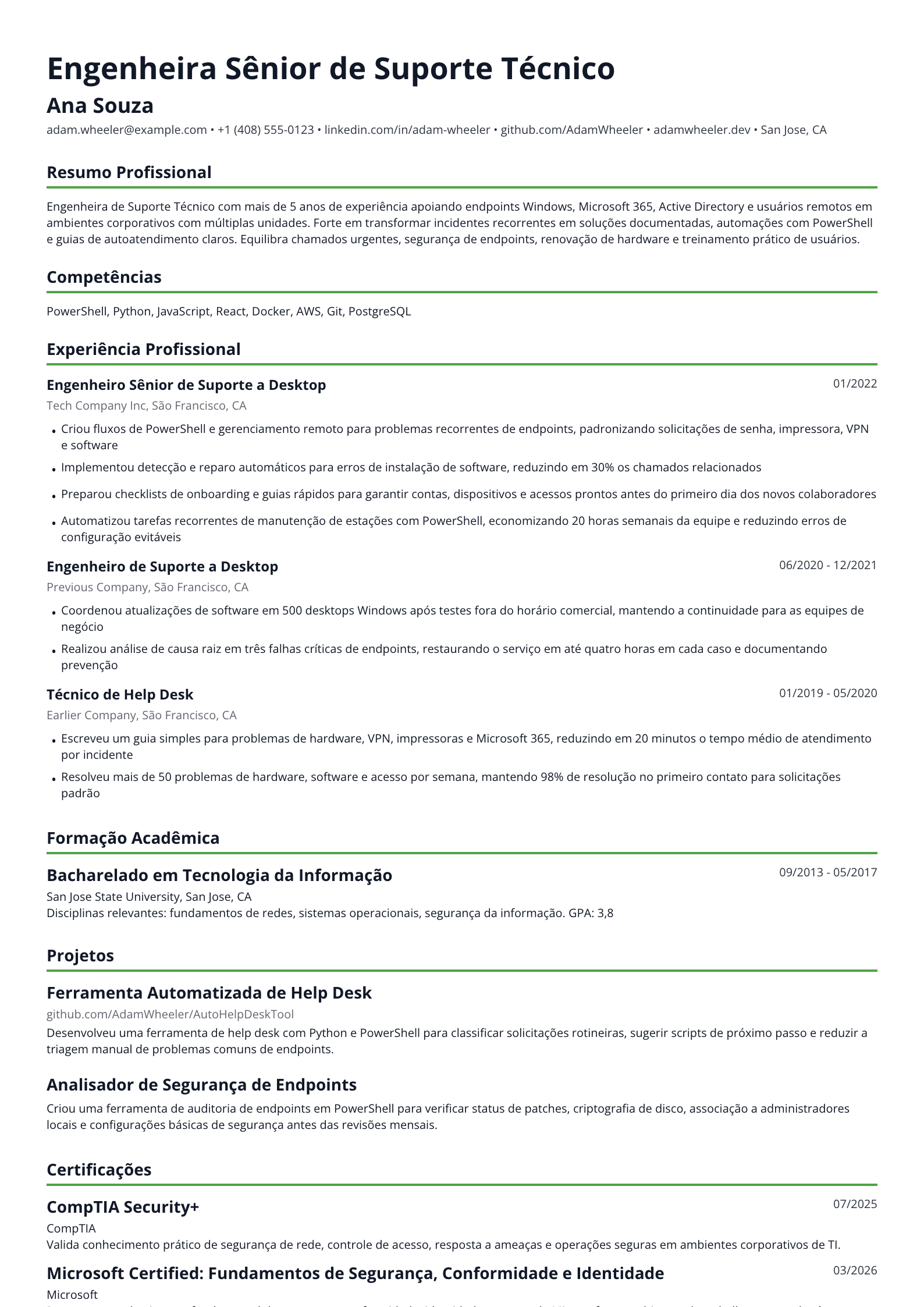 Engenheira de Suporte Técnico