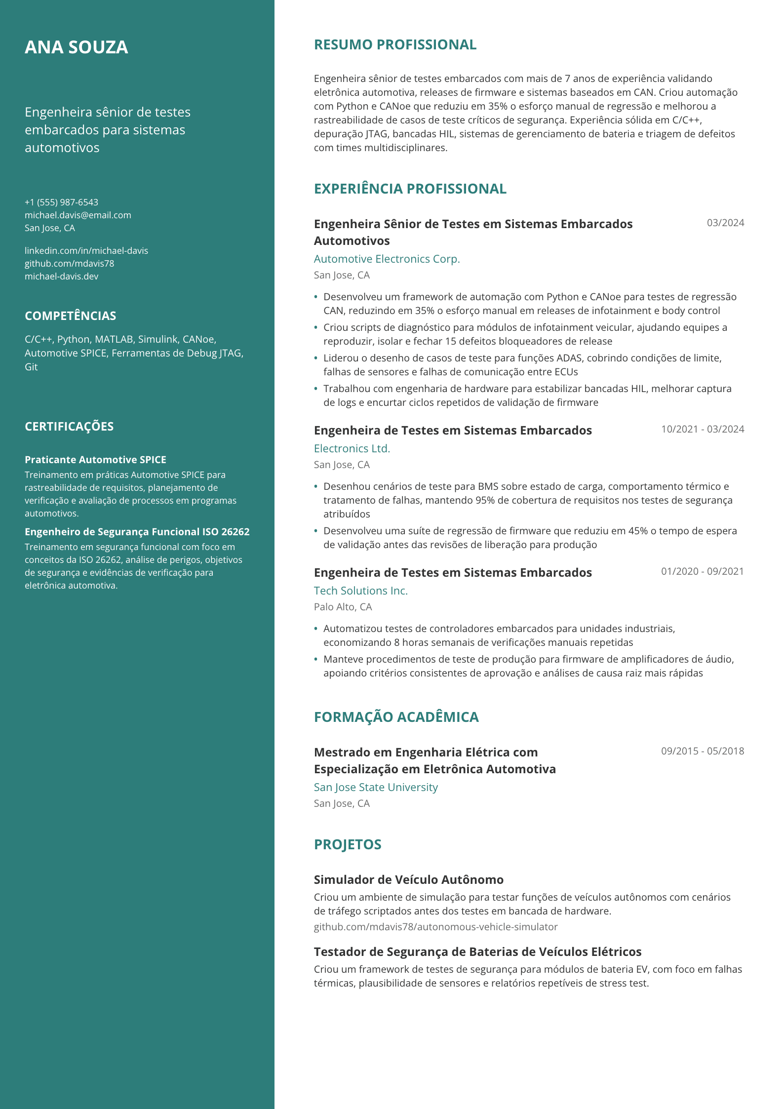 Engenheira de testes embarcados