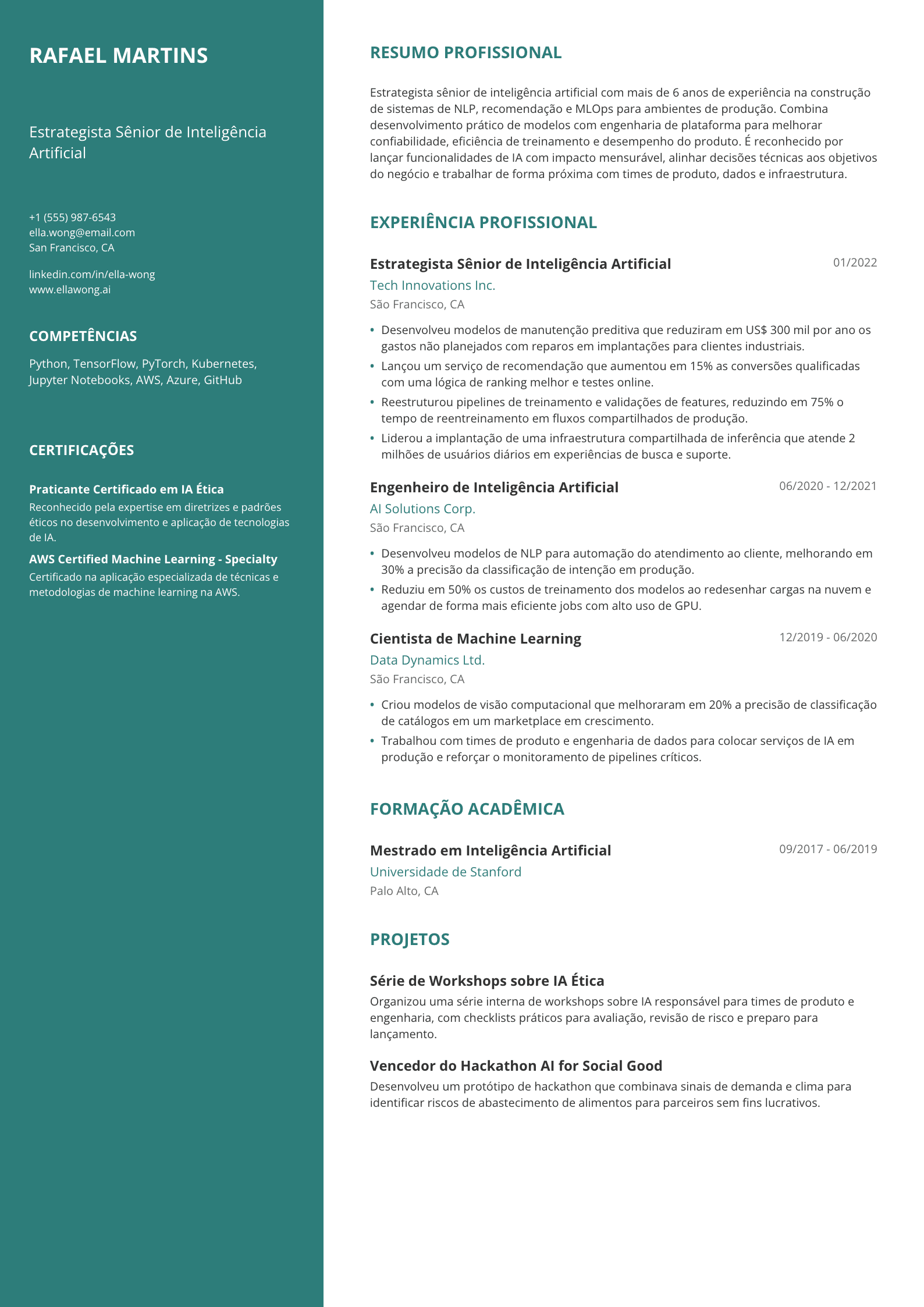 Estrategista Sênior de Inteligência Artificial