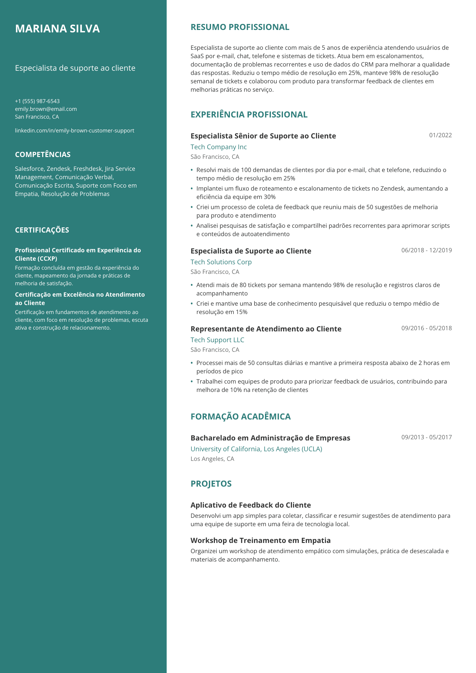 Especialista de suporte ao cliente