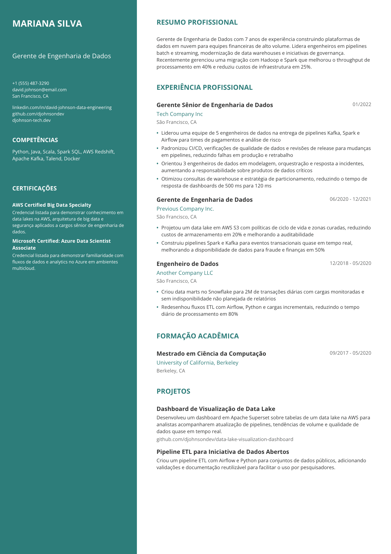 Gerente de Engenharia de Dados