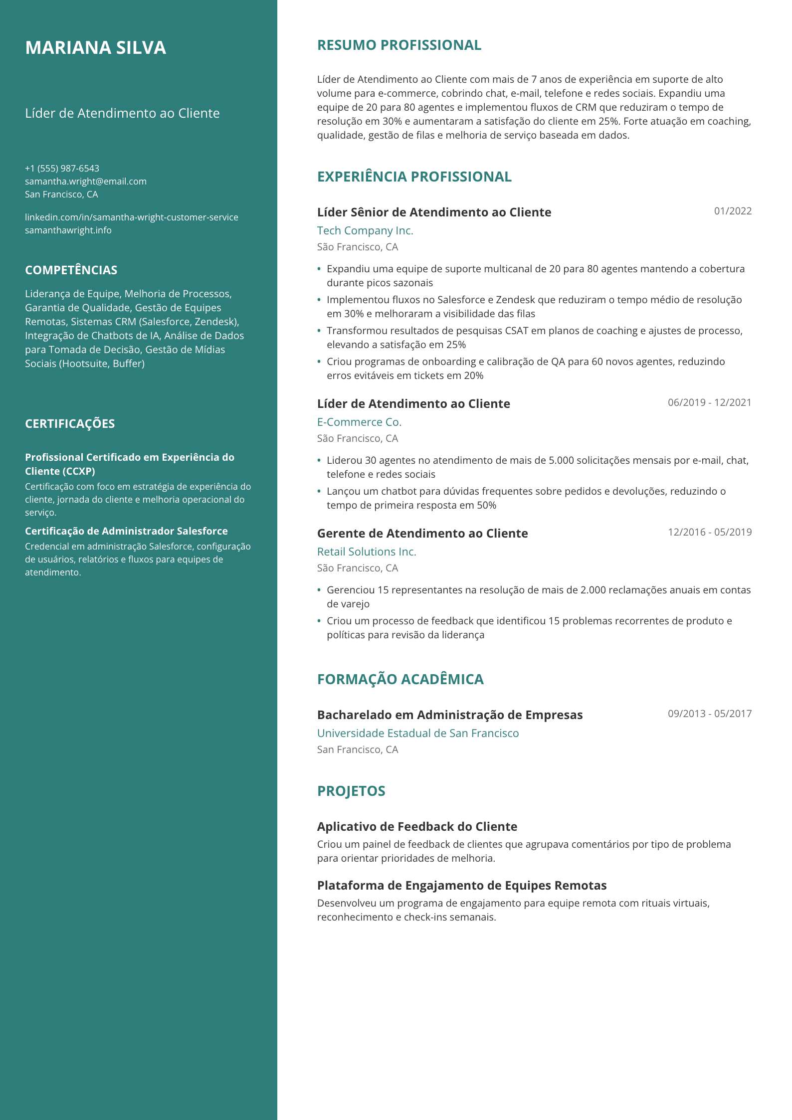 Líder de Atendimento ao Cliente