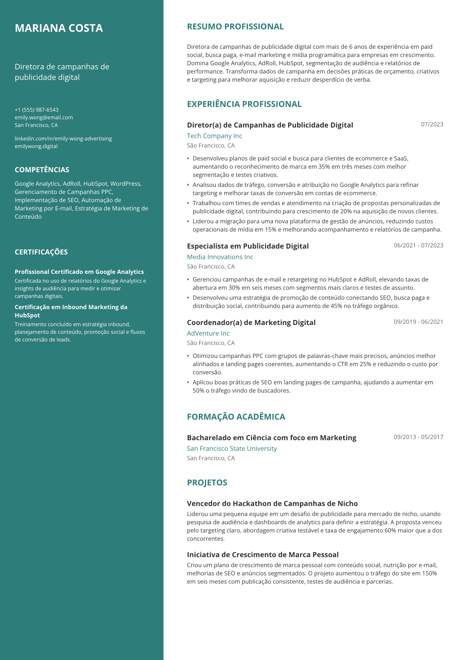 Diretora de campanhas de publicidade digital
